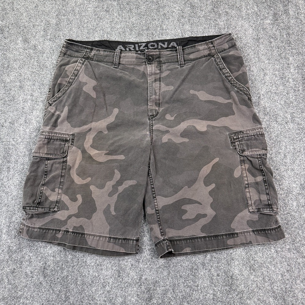 Arizona Mens Cargo Shorts Size 42 Gray Black Camo Utility Cotton Outdoor